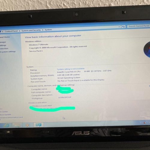 Laptop ASUS X42J i5 Intel(R)+ Windows Orginal 7